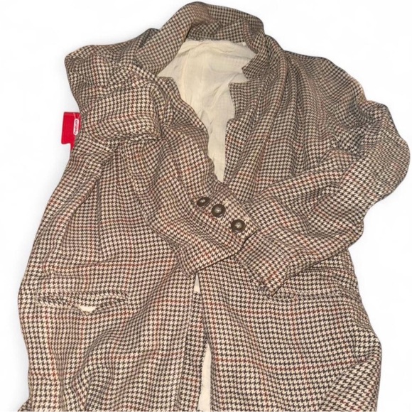 Free People Houndstooth linen Blazer in Brown and Cream $168 - Picture 3 of 10